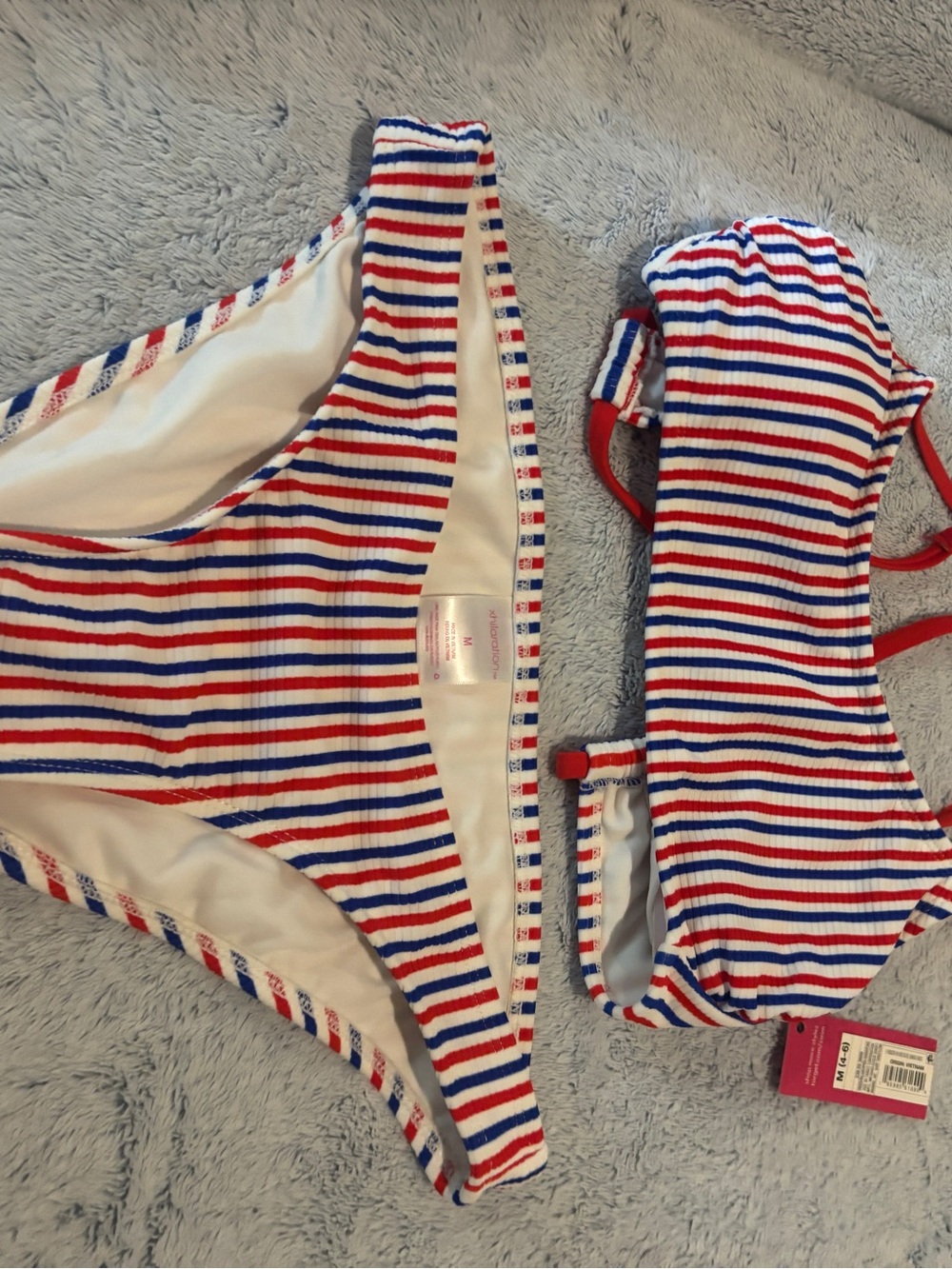 Xhilaration Red White Blue Striped Ribbed Bikini